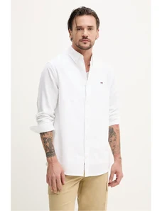 Tommy Jeans camasa barbati, culoarea alb, cu guler clasic, regular, DM0DM20875