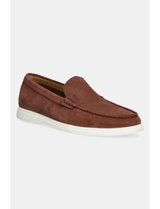 BOSS mocasini din piele intoarsa Sienne barbati, culoarea portocaliu, 50543083