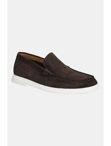 BOSS mocasini din piele intoarsa Sienne barbati, culoarea maro, 50543083
