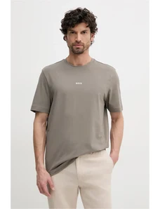 BOSS tricou BOSS ORANGE barbati, culoarea bej, cu imprimeu, 50473278