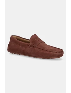 BOSS mocasini din piele intoarsa Noel barbati, culoarea bordo, 50541750