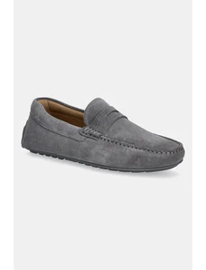 BOSS mocasini din piele intoarsa Noel barbati, culoarea gri, 50541750
