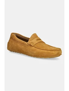 BOSS mocasini din piele intoarsa Noel barbati, culoarea galben, 50541750