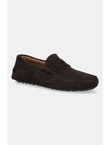 BOSS mocasini din piele întoarsă Noel bărbați, culoarea maro, 50541750