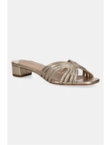 Lauren Ralph Lauren slapi de piele Fay Mtstrp femei, culoarea auriu, cu toc drept, 802966855001