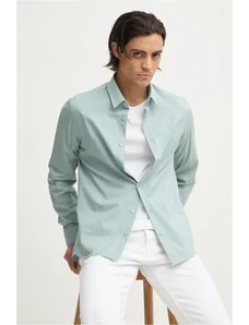Calvin Klein camasa barbati, culoarea turcoaz, cu guler clasic, slim