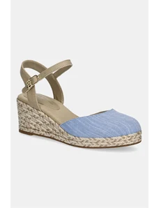 Tommy Hilfiger espadrile CHAMBRAY MID WEDGE ESPAD toc pana, FW0FW08477