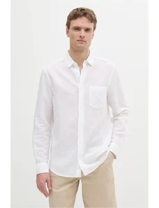 Calvin Klein cămașă de in culoarea alb, cu guler clasic, regular, K10K114488