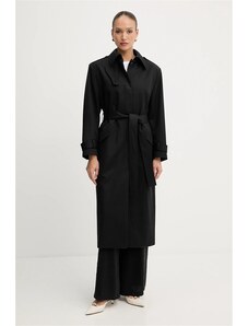 BOSS trenci de lână culoarea negru, de tranziție, 50543198
