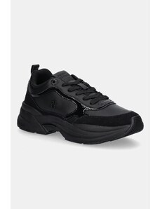 Tommy Hilfiger sneakers din piele TH CHUNKY RUNNER PATENT culoarea negru, FW0FW08840