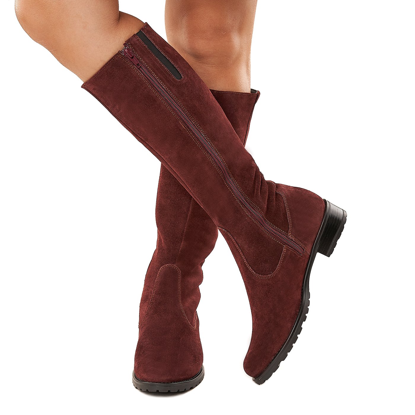SUPERLATIVE Cizme cu Toc Dama Piele Naturala Bordo 3370