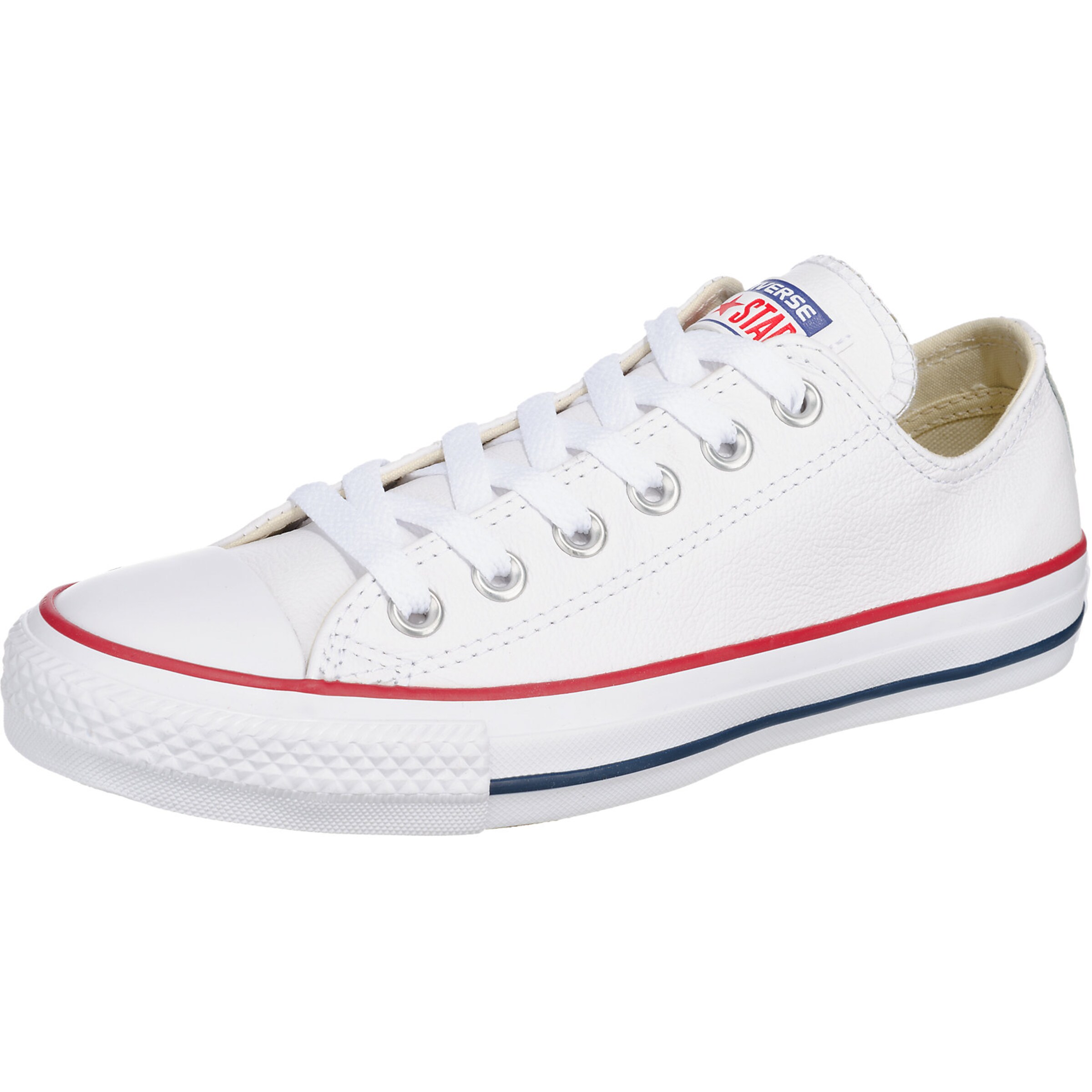 CONVERSE Sneaker low 'Chuck Taylor All Star Leather' albastru / roșu / alb