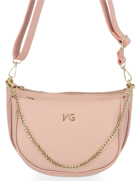 GEANȚĂ DIN PIELE tip poștaș Vittoria Gotti roz de pudră B26