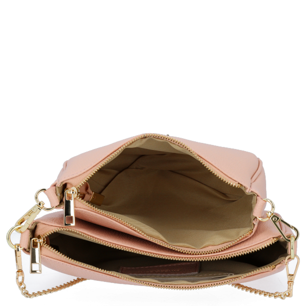 GEANȚĂ DIN PIELE tip poștaș Vittoria Gotti roz de pudră B26