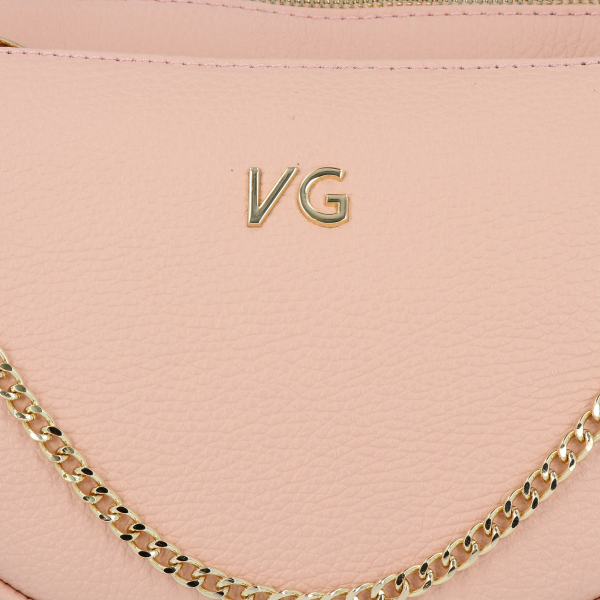 GEANȚĂ DIN PIELE tip poștaș Vittoria Gotti roz de pudră B26