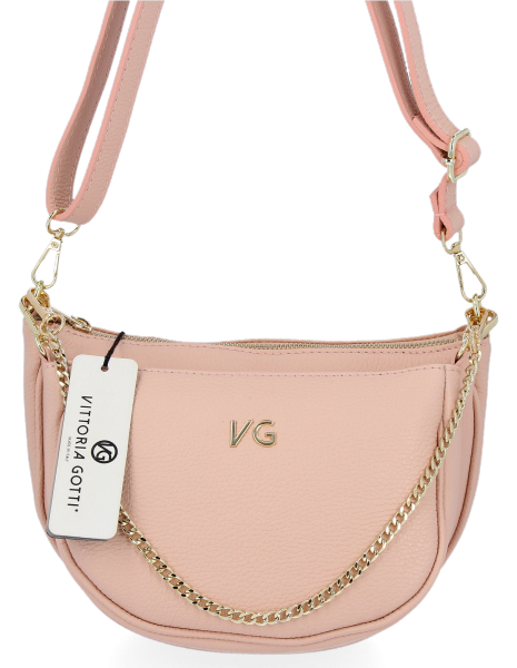 GEANȚĂ DIN PIELE tip poștaș Vittoria Gotti roz de pudră B26