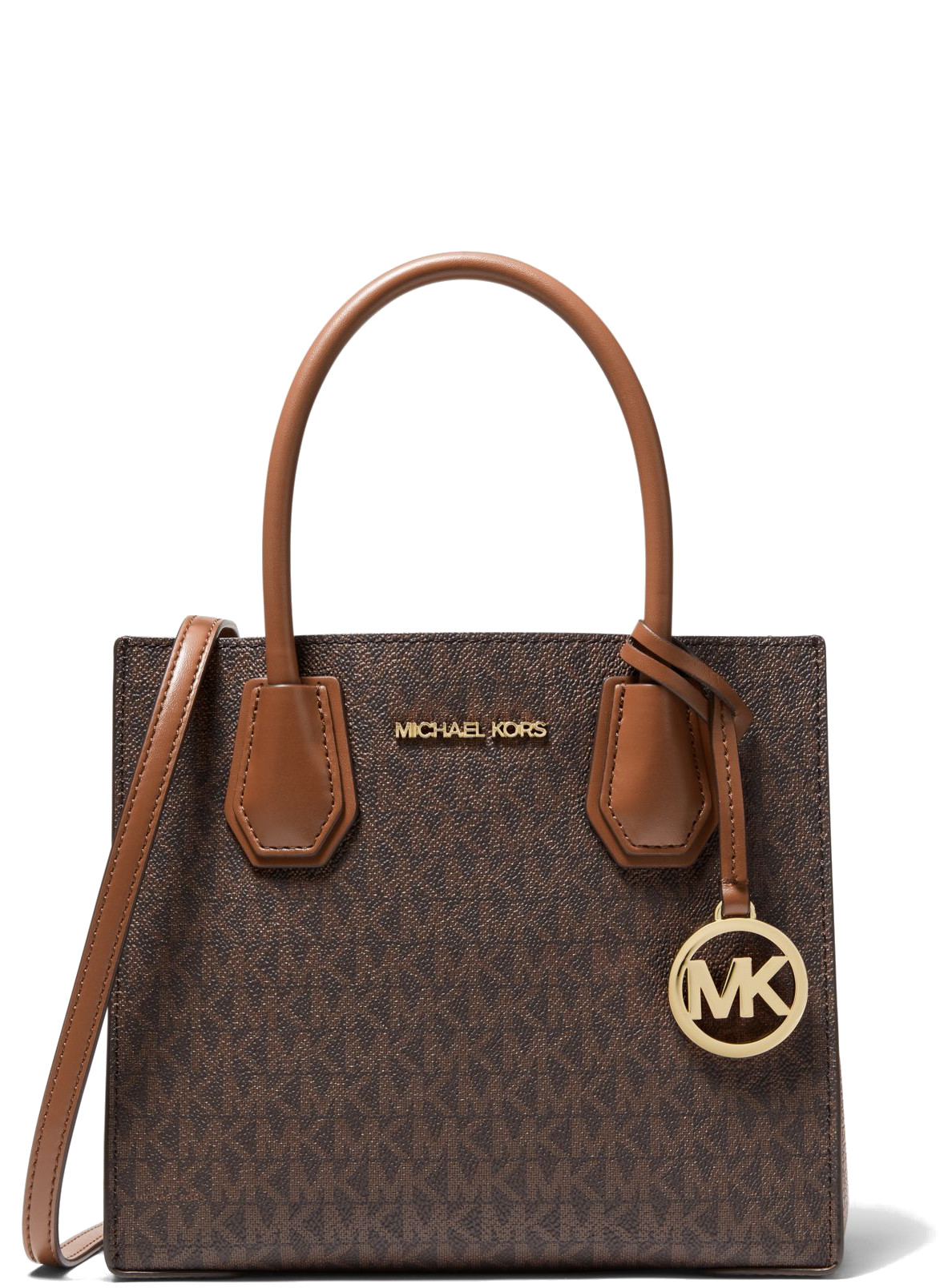 Michael Kors Mercer Medium Logo and Leather Accordion Crossbody Bag Brown