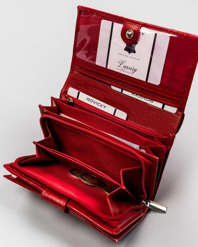 Portofel dama din piele naturala Rovicky PTR-R-RD-21-GCL-Q-3936 R