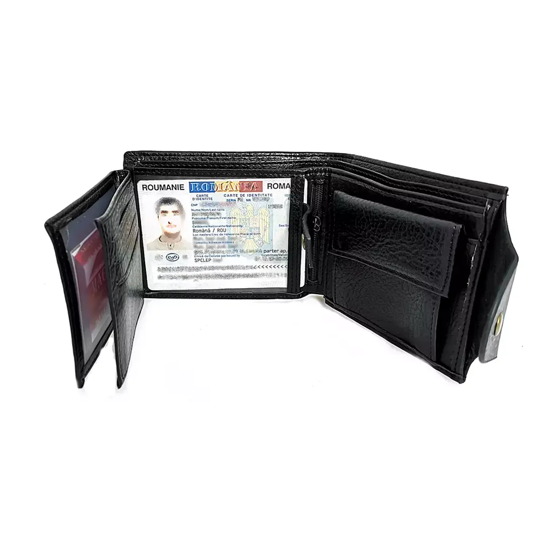 Portofel barbatesc, din piele, Magrot, negru, inchidere cu capsa, magrot 20105