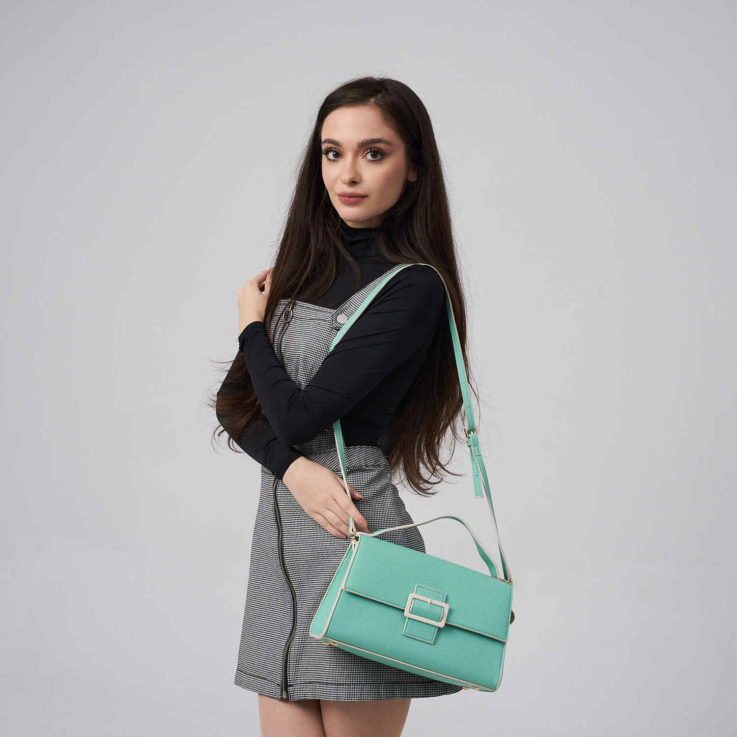 Diana & Co Geanta Verde Crossbody Cu Margini Contrastante