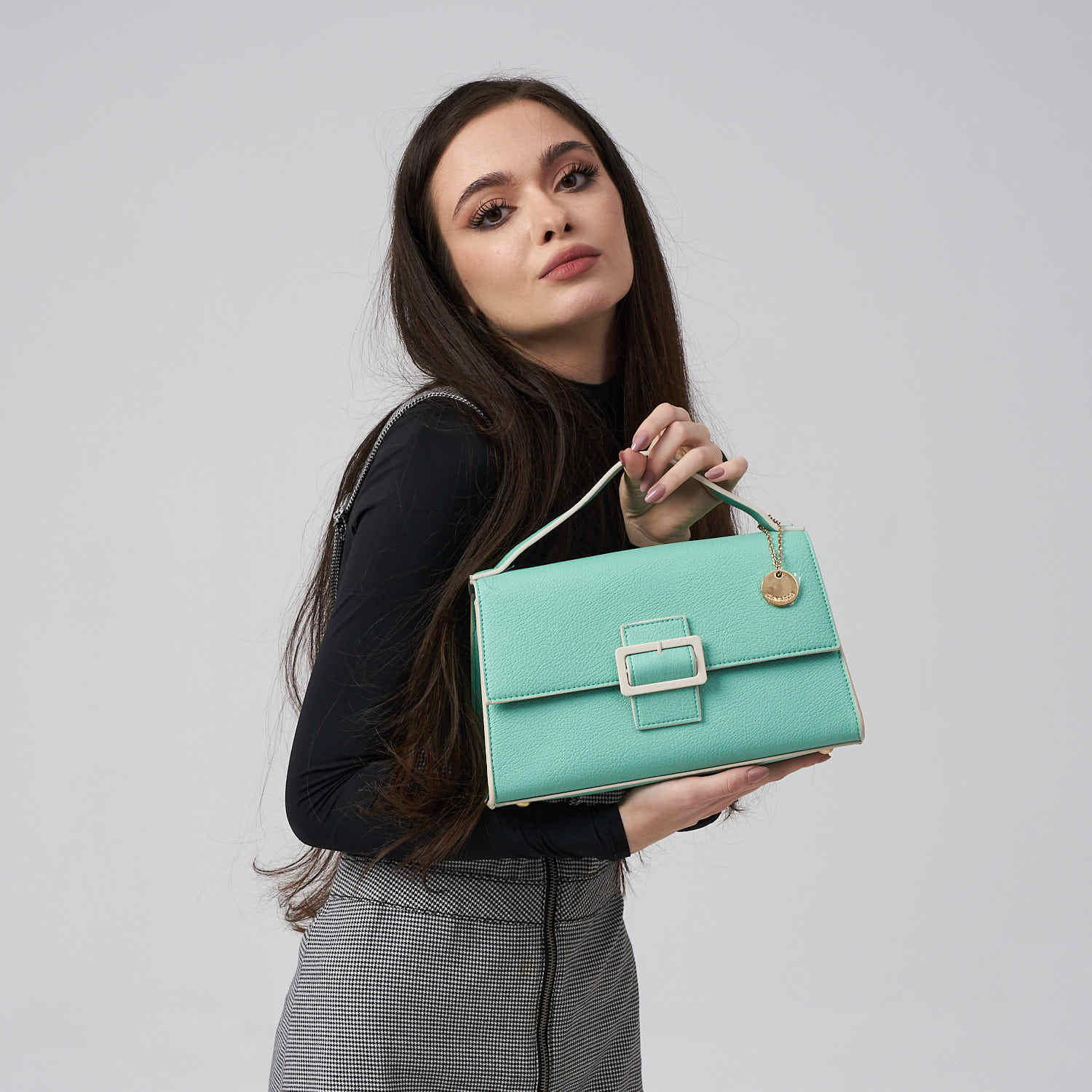 Diana & Co Geanta Verde Crossbody Cu Margini Contrastante