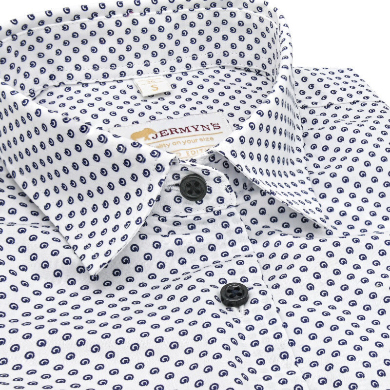 JERMYN'S Camasa alba dama Luxury Slim Fit EASY IRON cu structuri bleumarin navy (Marime: L)