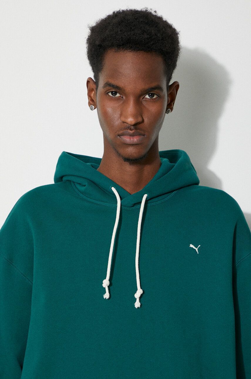 Puma hanorac de bumbac MMQ bărbați, culoarea verde, cu glugă, melanj 624011