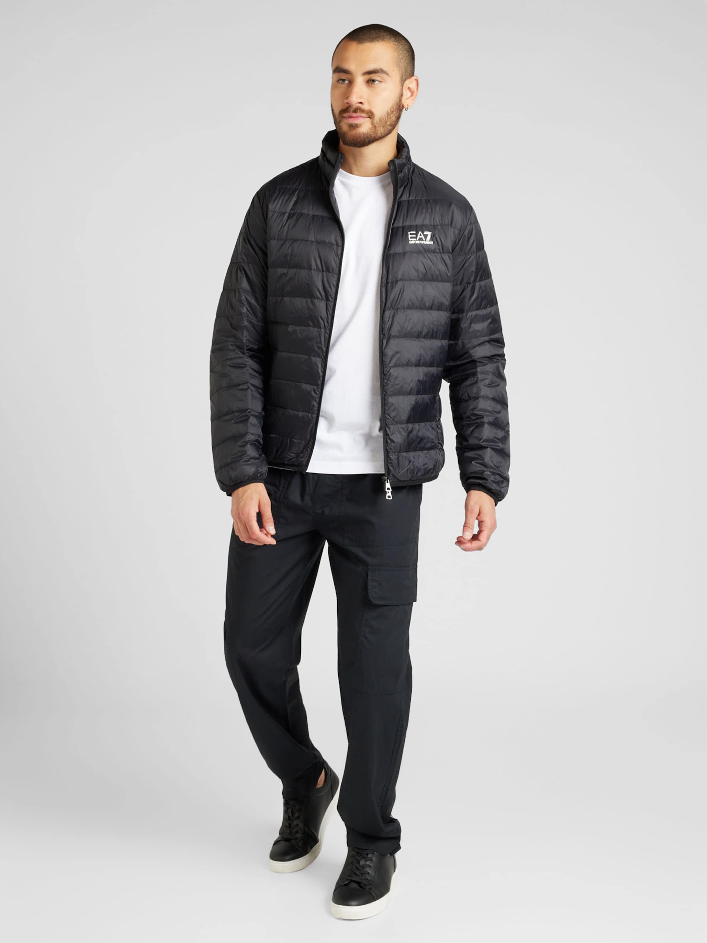 EA7 Emporio Armani Geacă de iarnă negru / alb