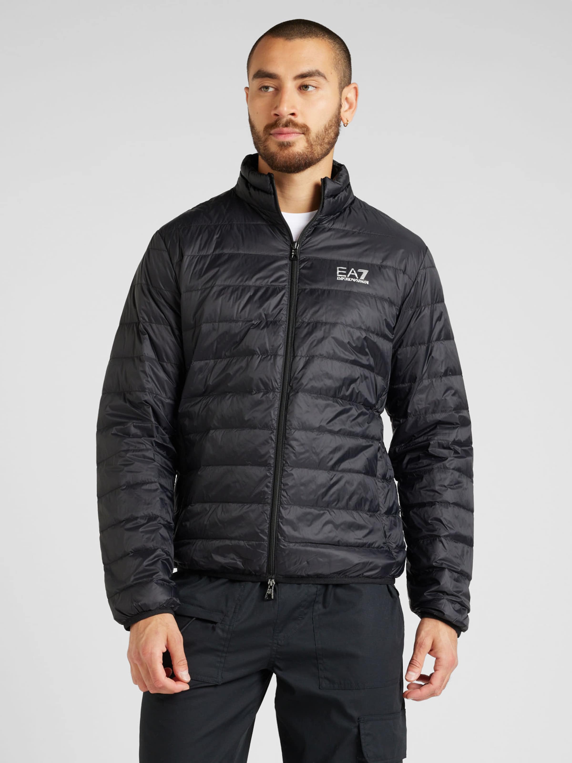 EA7 Emporio Armani Geacă de iarnă negru / alb