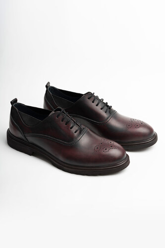 Pantofi Barbati Piele Bordo Vintage Model Oxford Bman0286 - GLAMI.ro