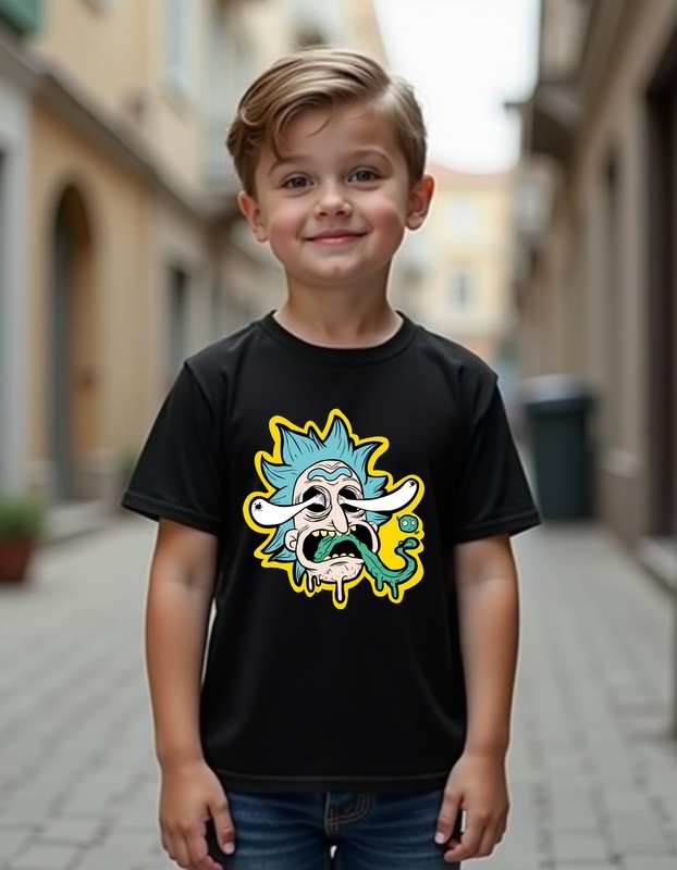 Malfini Tricou personalizat pentru copii din bumbac 100% - Rick Madness, Rick și Morty, desen animat, nebunie, suprarealist