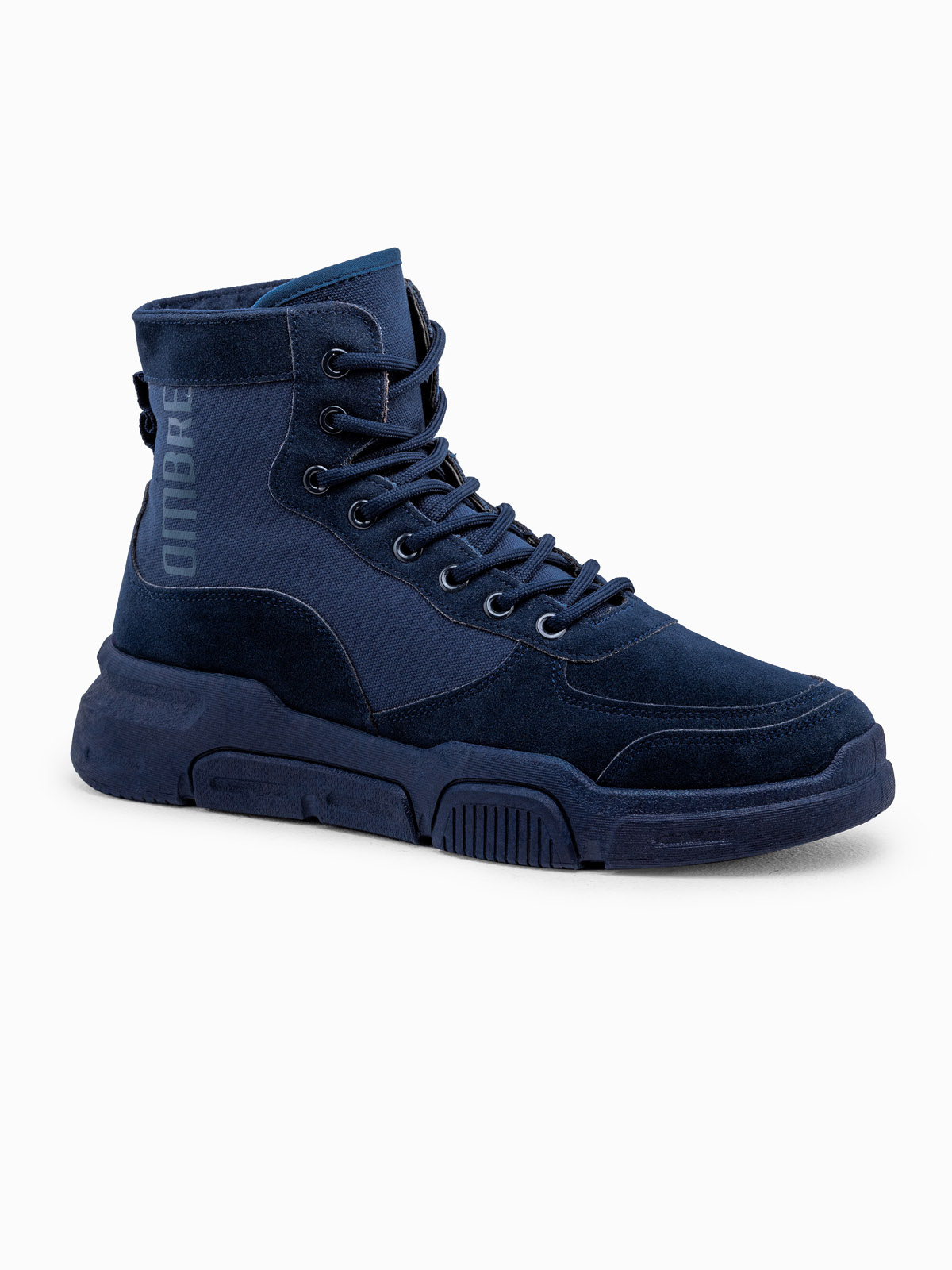Ombre Men's ankle sneaker boots with sculpted sole - navy blue