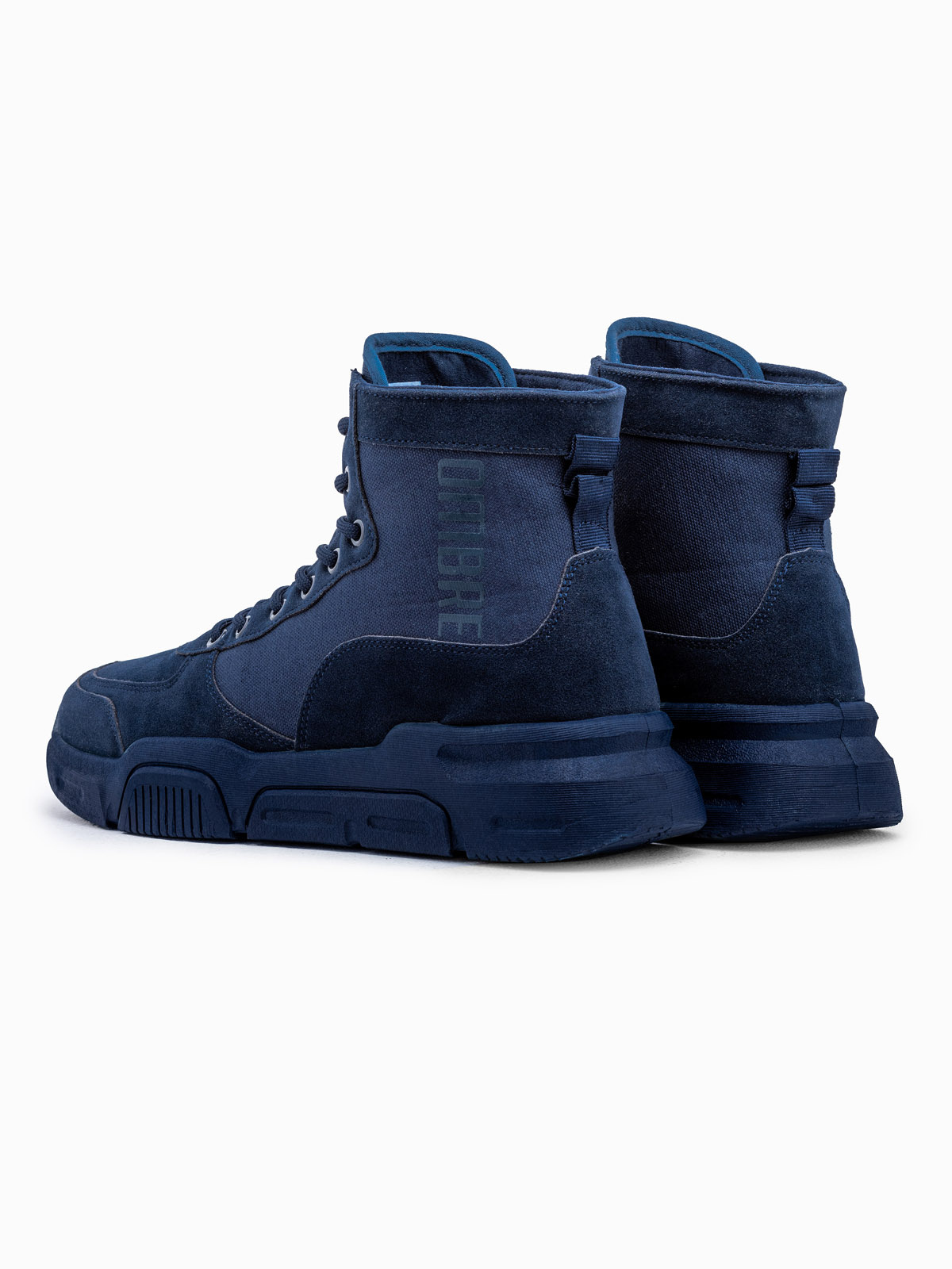 Ombre Men's ankle sneaker boots with sculpted sole - navy blue