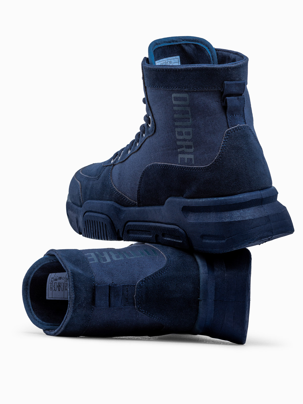 Ombre Men's ankle sneaker boots with sculpted sole - navy blue