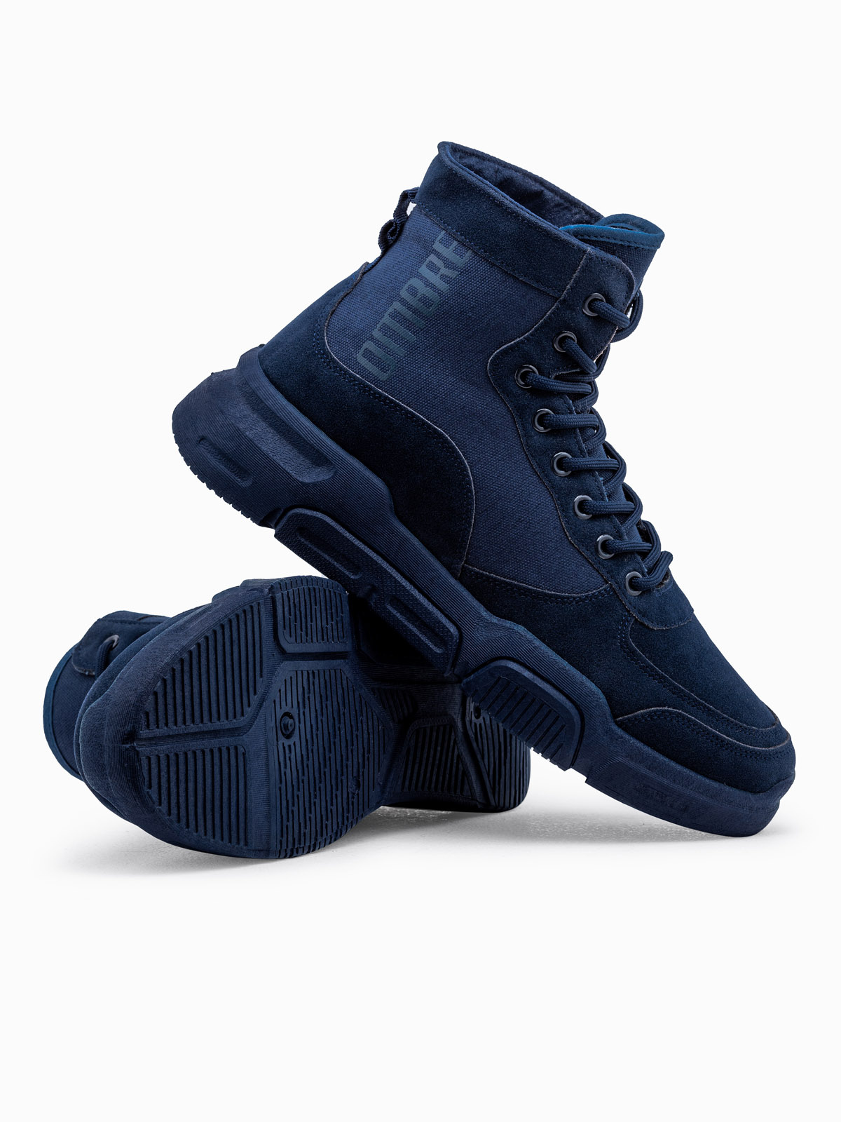 Ombre Men's ankle sneaker boots with sculpted sole - navy blue
