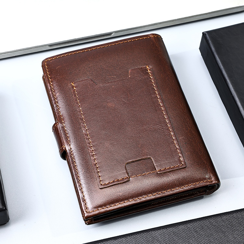 Portofel barbati JERMYN'S Rimini RFID din piele naturala maro cu inchidere prin capsa