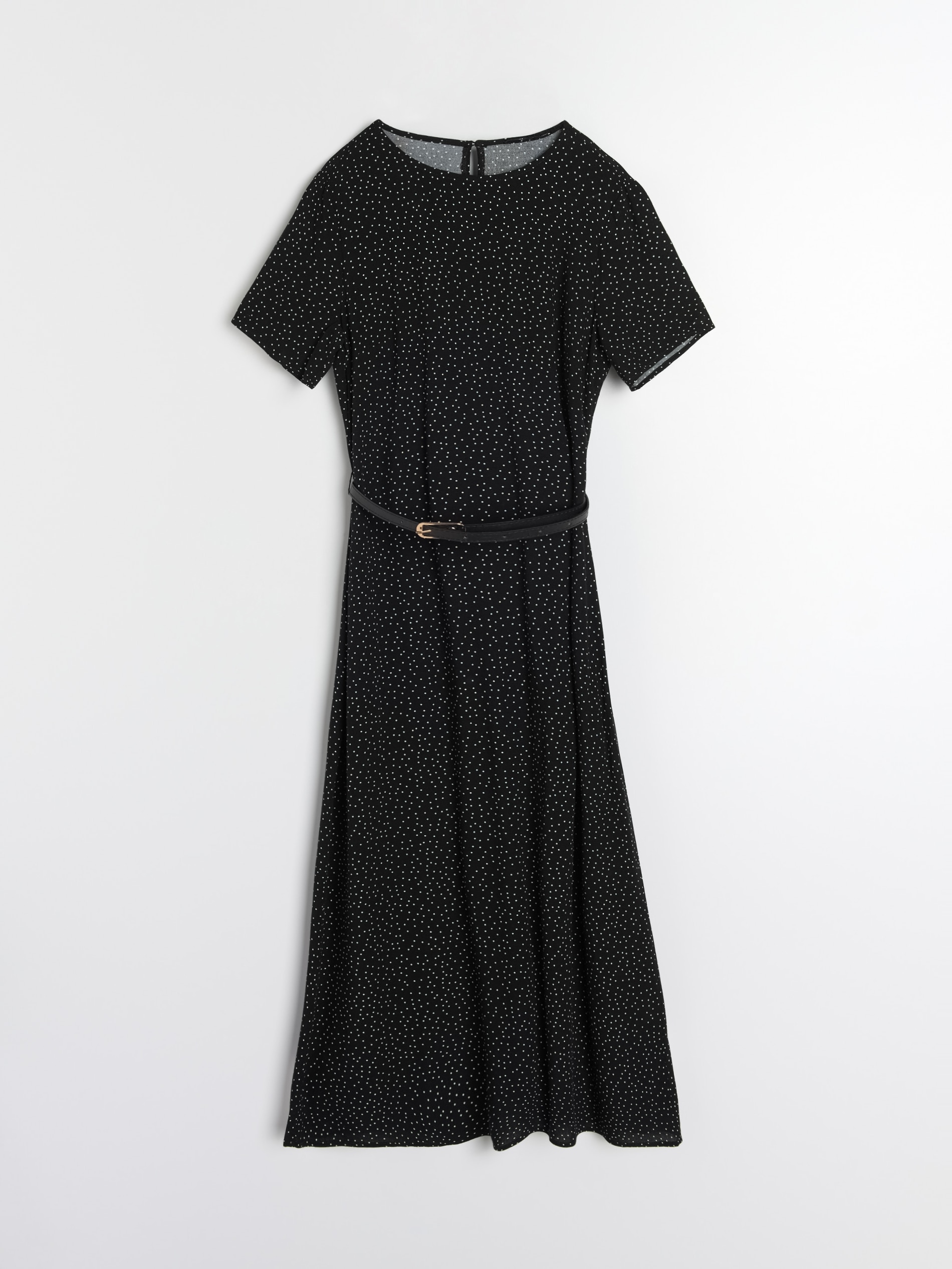 Sinsay - Rochie midi din vâscoză cu curea cu imprimeu cu buline - multicolor