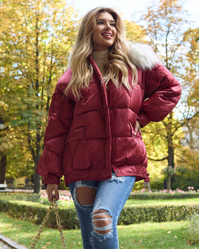 Resti Maroon women's winter jacket with synthetic down fill - Clothing