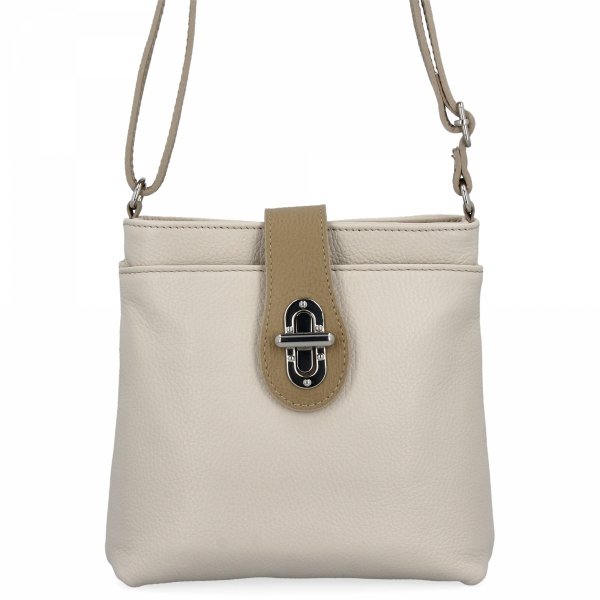 Vittoria Gotti Geantă Elegantă Tip Poștaș Din Piele Italiană 201 Bej/Pământiu