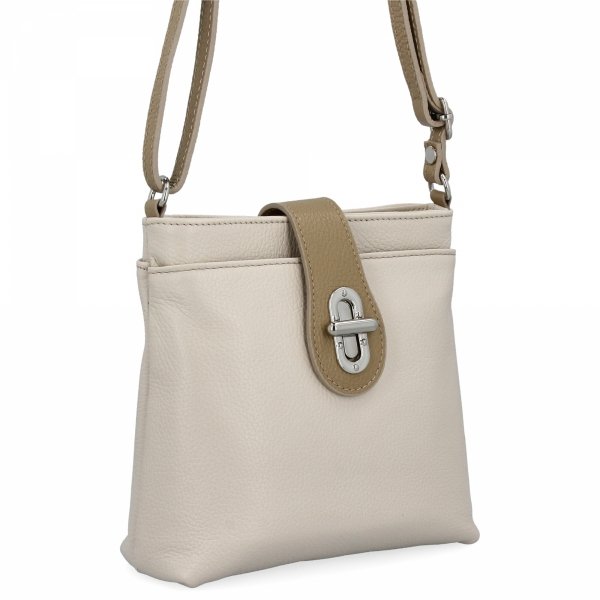 Vittoria Gotti Geantă Elegantă Tip Poștaș Din Piele Italiană 201 Bej/Pământiu