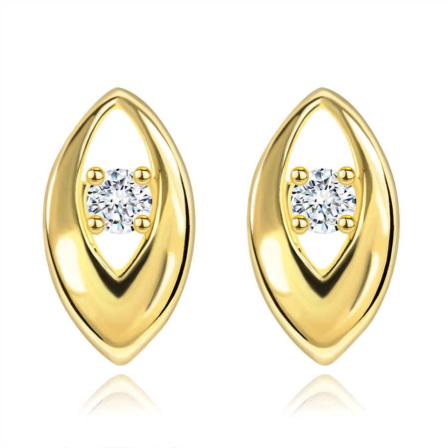 Bijuterii Eshop - Cercei din aur galben 14K - diamant strălucitor într-o bobiţă lucioasă BT177.23