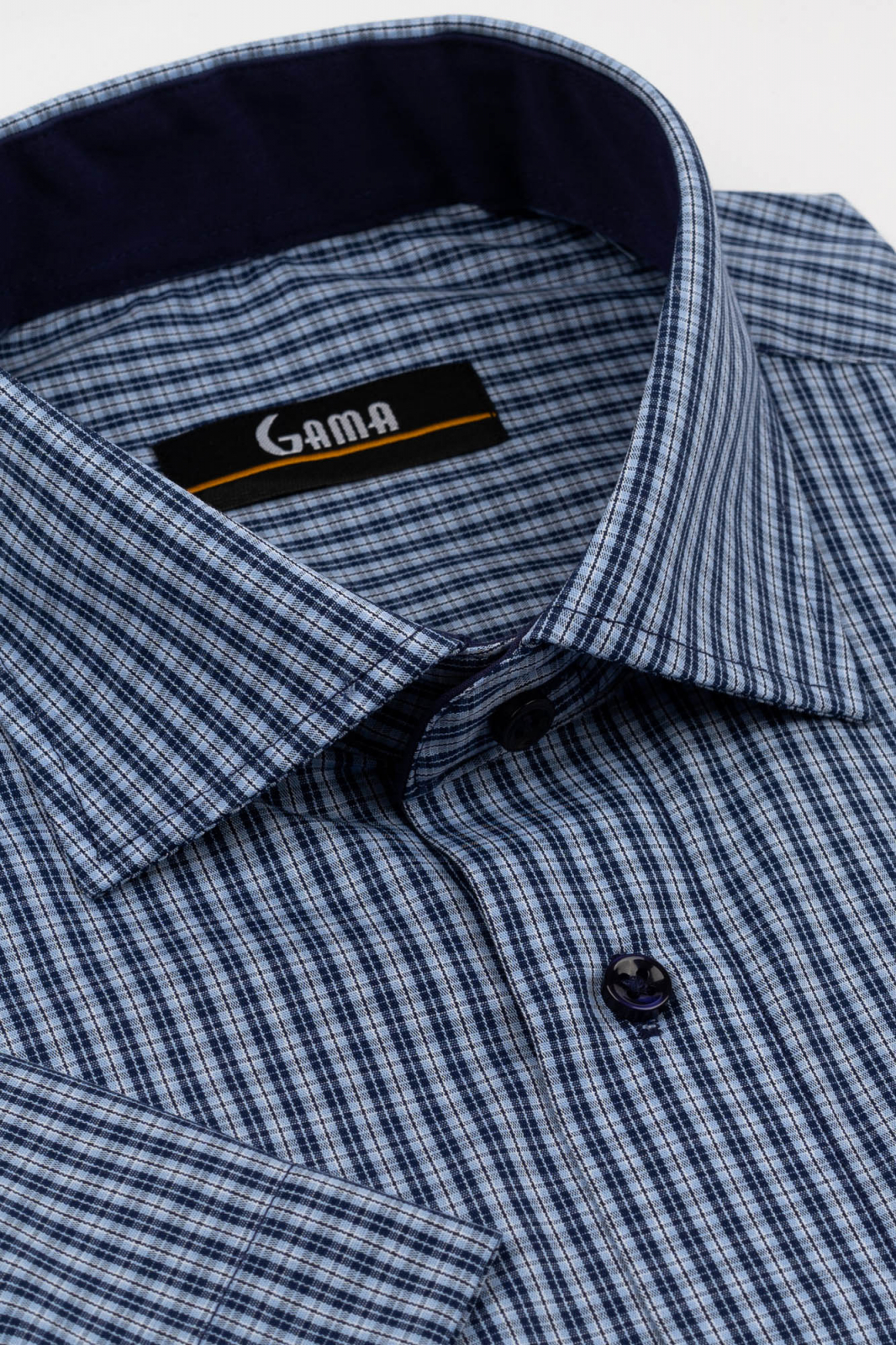 GAMA Camasa barbati regular fit cu maneca scurta bleu cu carouri bleumarin