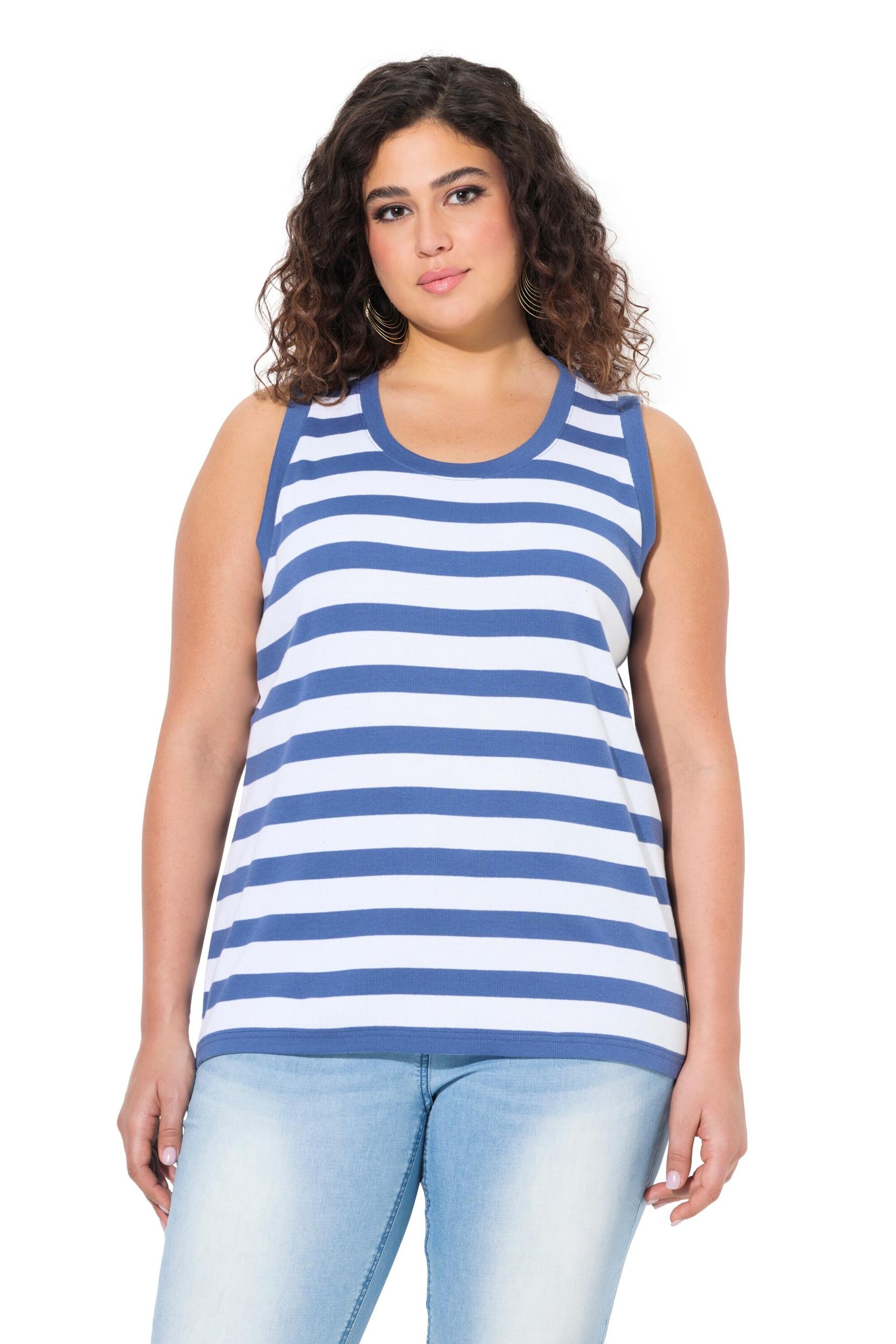 Ulla Popken Top albastru / alb