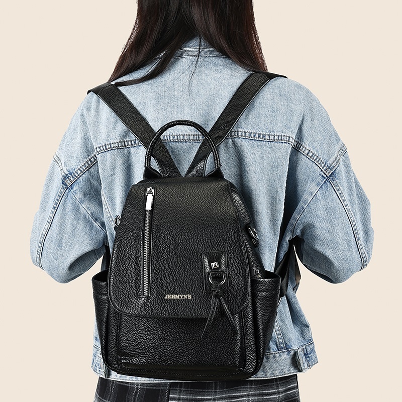 Rucsac dama din piele naturala neagra JERMYN'S Genova