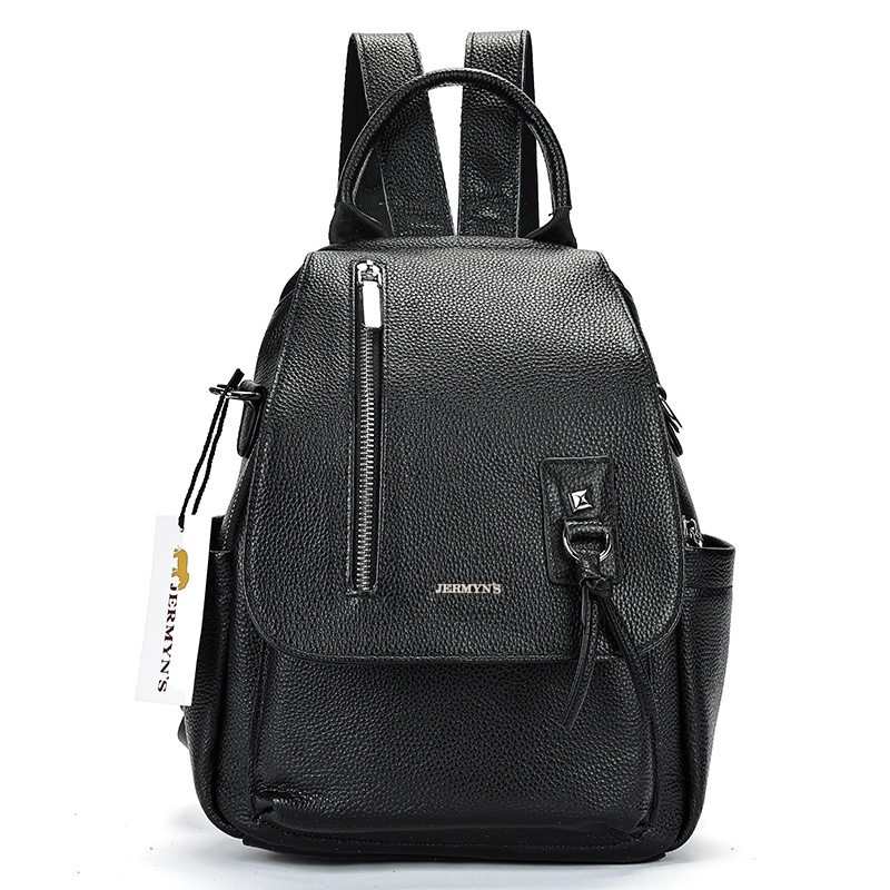 Rucsac dama din piele naturala neagra JERMYN'S Genova