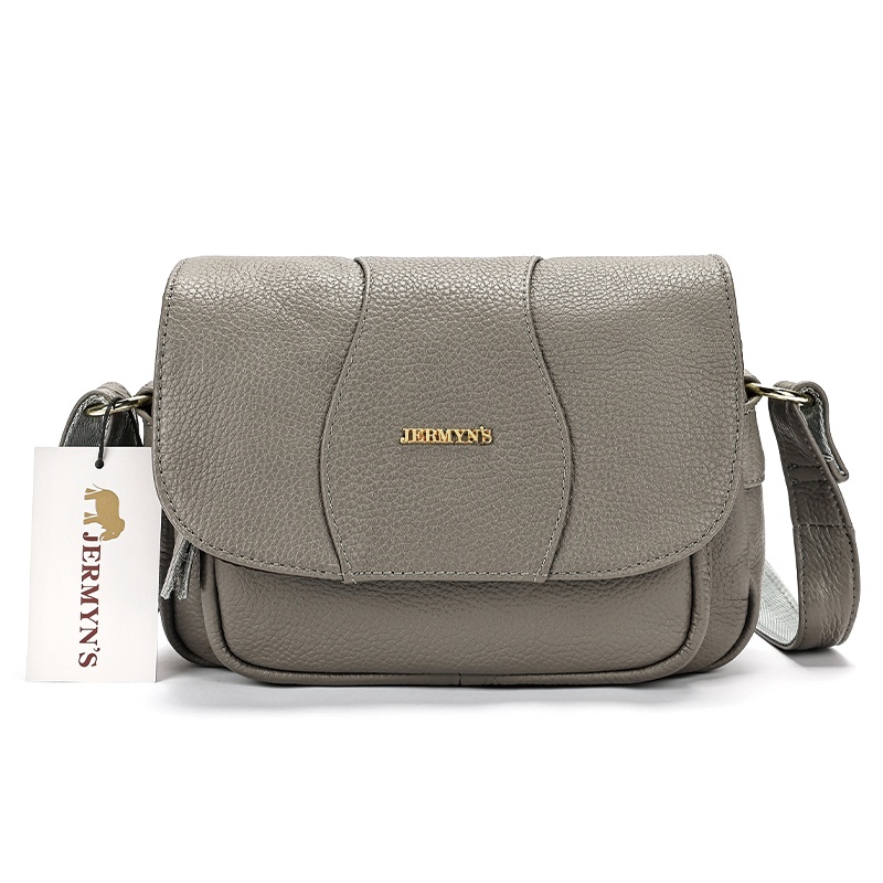 Geanta dama JERMYN'S Sophia, piele naturala, gri, casual