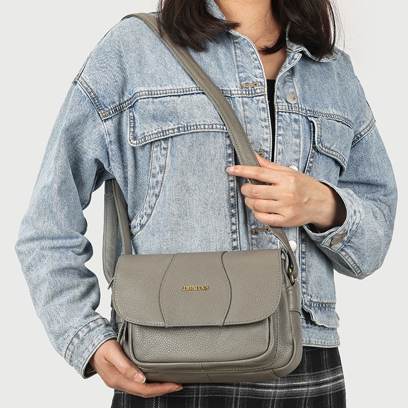 Geanta dama JERMYN'S Sophia, piele naturala, gri, casual