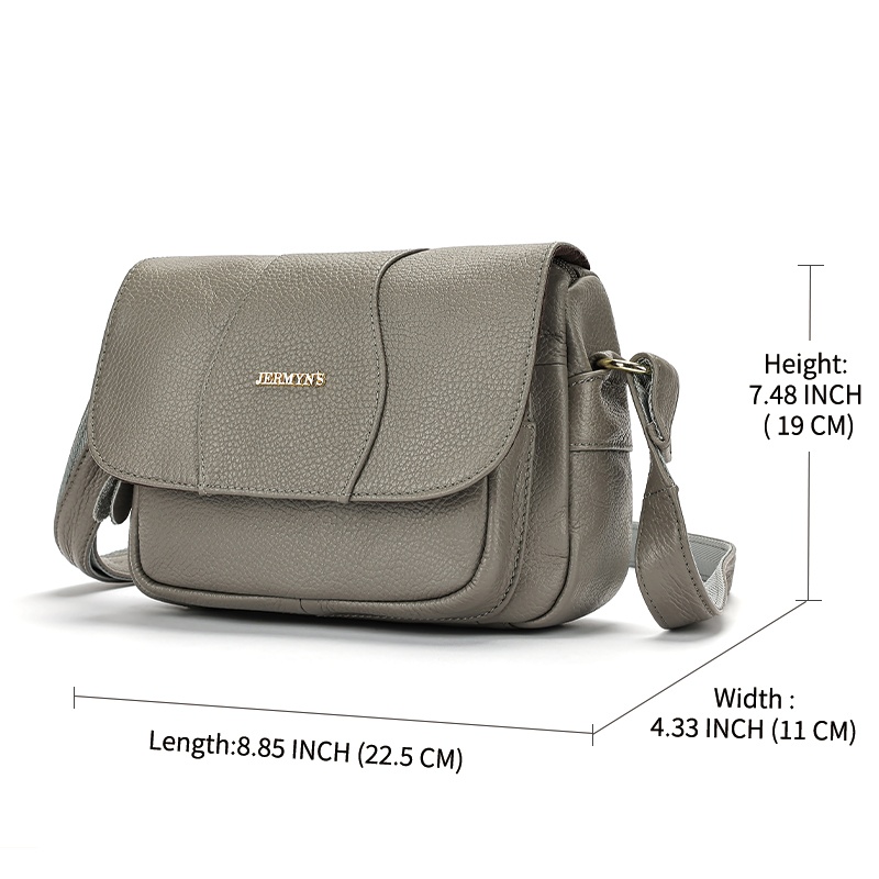 Geanta dama JERMYN'S Sophia, piele naturala, gri, casual