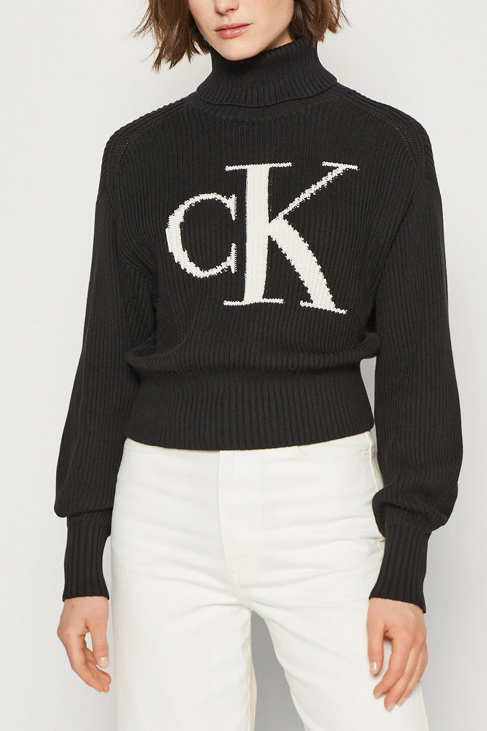 CALVIN KLEIN Pulover Blown Up Ck Loose Cont LV047D349G UB1 black