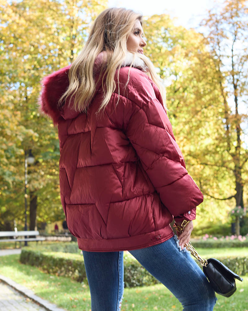 Resti Maroon women's winter jacket with synthetic down fill - Clothing